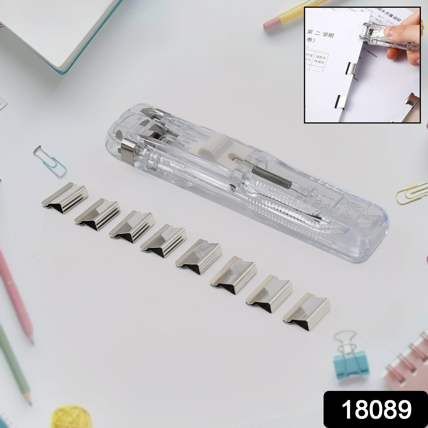 Portable Paper Clamp With 8 Pcs Clip Dispenser Handheld Paper Fast Clam (1 Set) Portable Paper Clamp With 8 Pcs Clip Dispenser Handheld Paper Fast Clam (1 Set)
